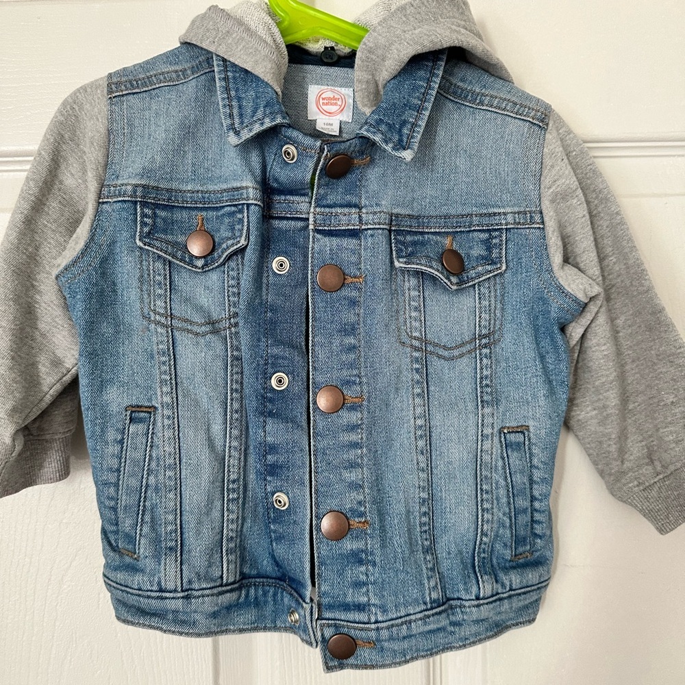 Kids Denim Jacket with Gray Sleeves